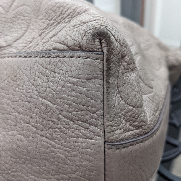 Coach Convertible Gray Legacy Embossed Leather Tassel Duffle Shoulder Bag - Picture 2 of 6